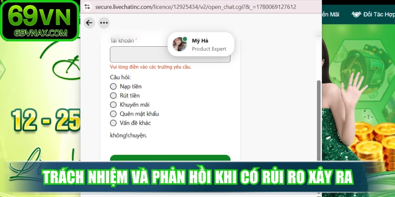 Trách nhiệm và phản hồi khi có rủi ro xảy ra