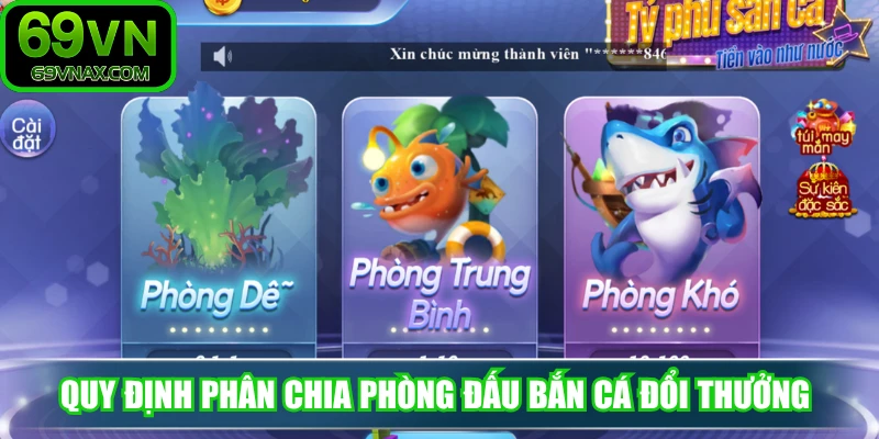 Quy định phân chia phòng đấu bắn cá đổi thưởng tại 69VN